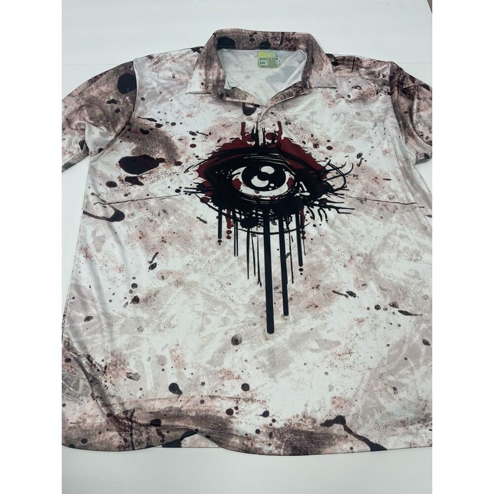Play Loud Golf PLG Polo Shirt Mens 2XL Multicolor Psychedelic Eyeball Abstract